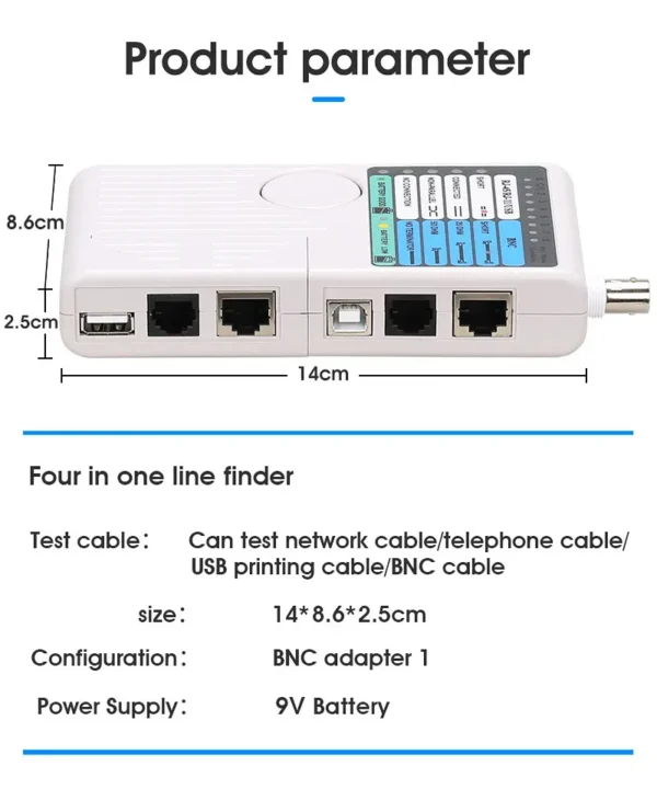 Professional Multi Function 4 In 1 Network Cable Tester - Image 4