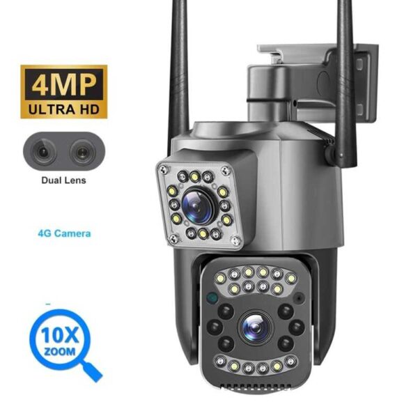 V380 Dual Lens 4G SIM Camera 4MP Smart PTZ CCTV Camera